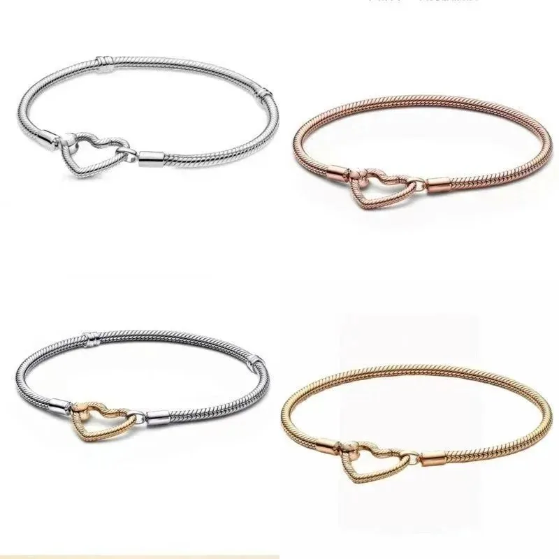 Pandora Heart Lock Snake Chain Bracelet